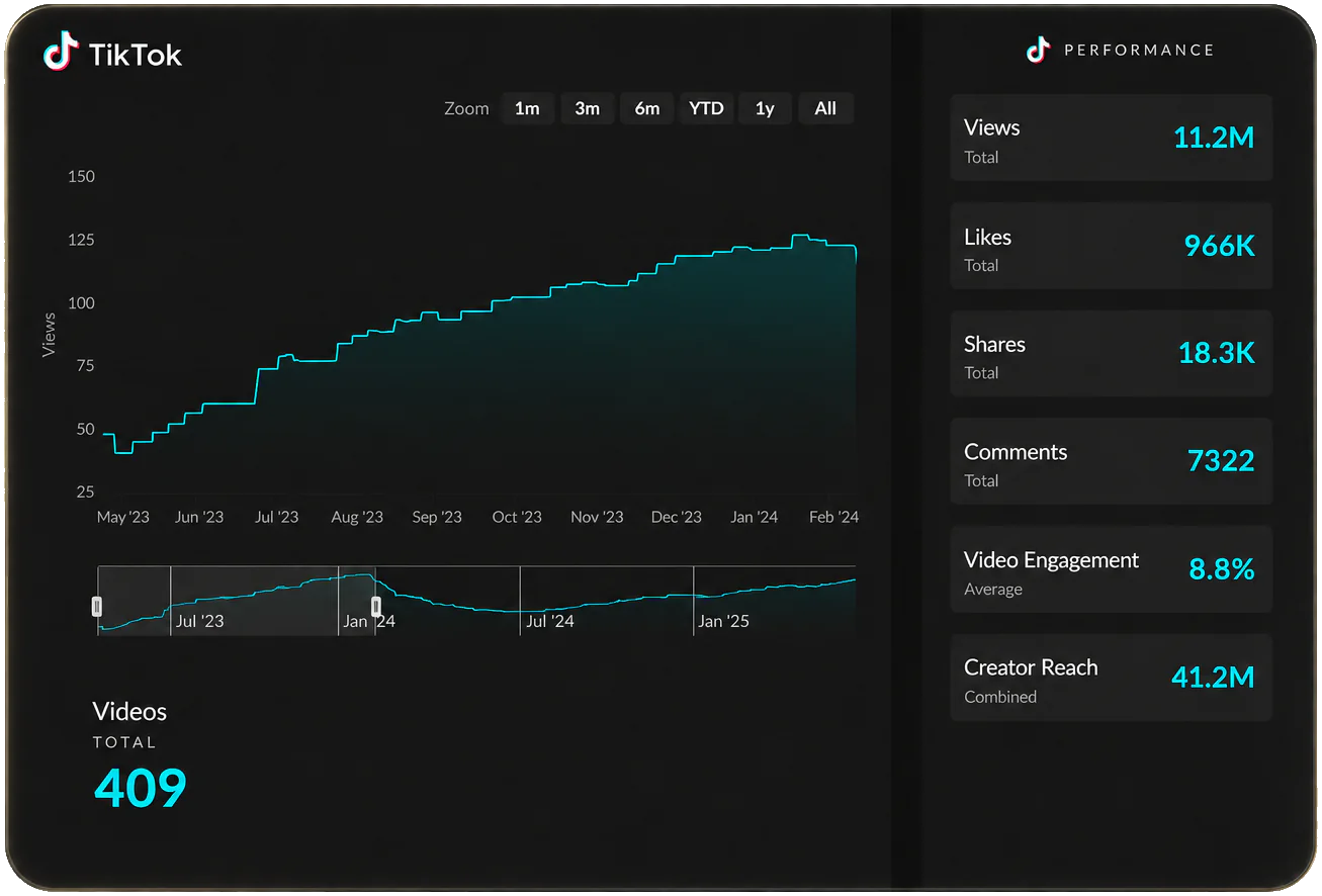 TikTok performance analytics chart